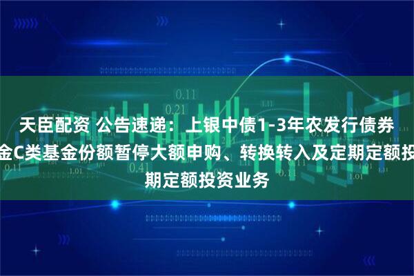 天臣配资 公告速递：上银中债1-3年农发行债券指数基金C类基金份额暂停大额申购、转换转入及定期定额投资业务